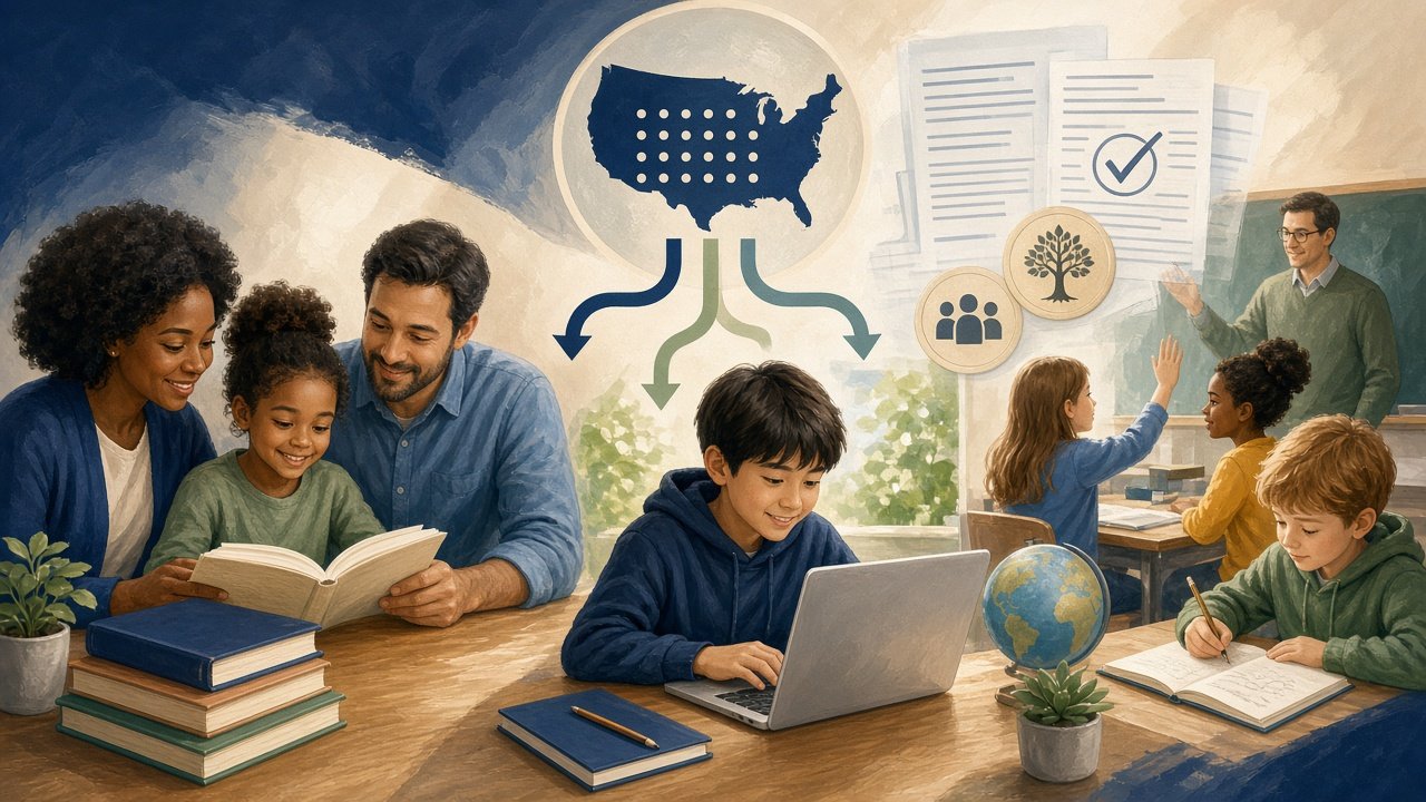 Illustration representing educational choice and scholarship opportunities for K-12 students under the new federal tax credit program.