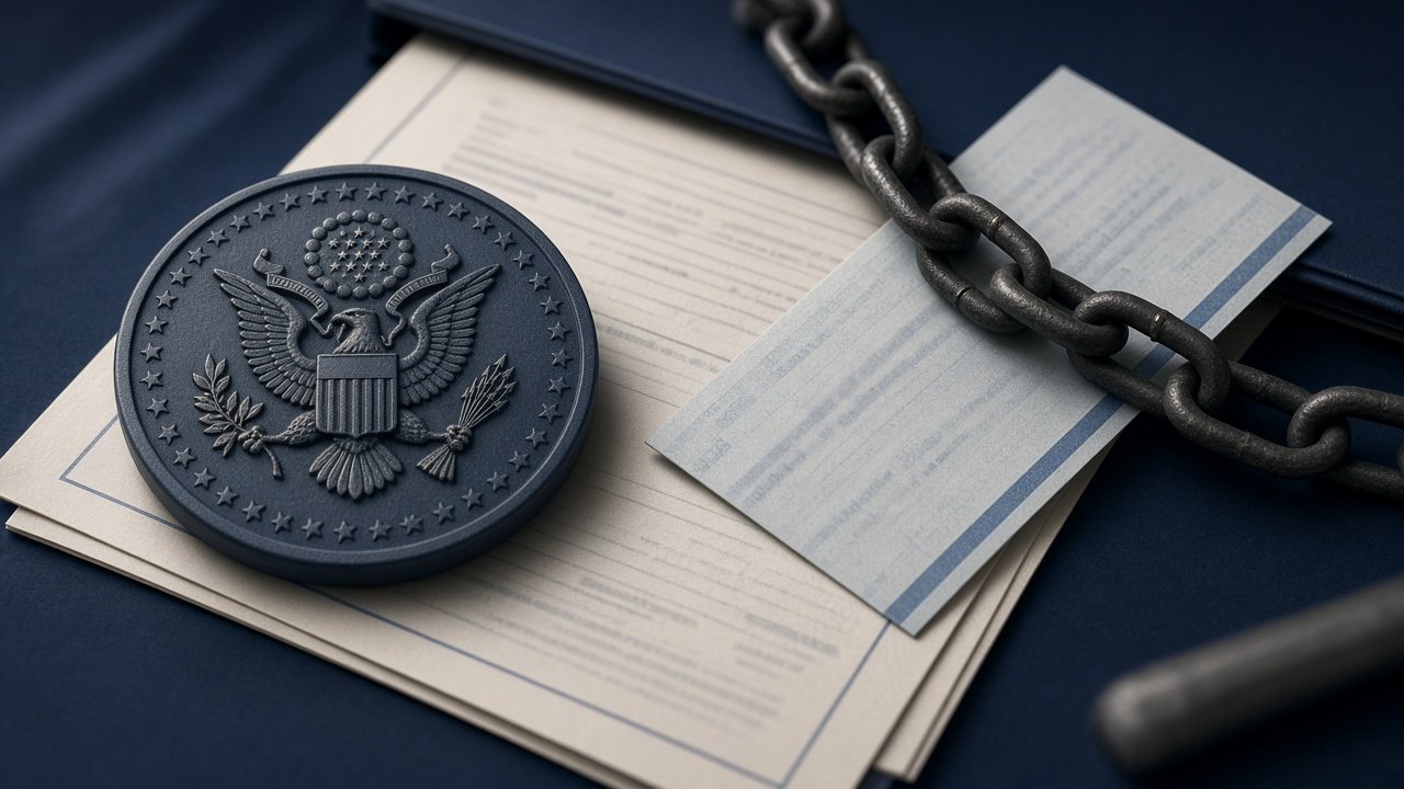 Conceptual illustration of tax documents, a lien notice and a redirected refund check.