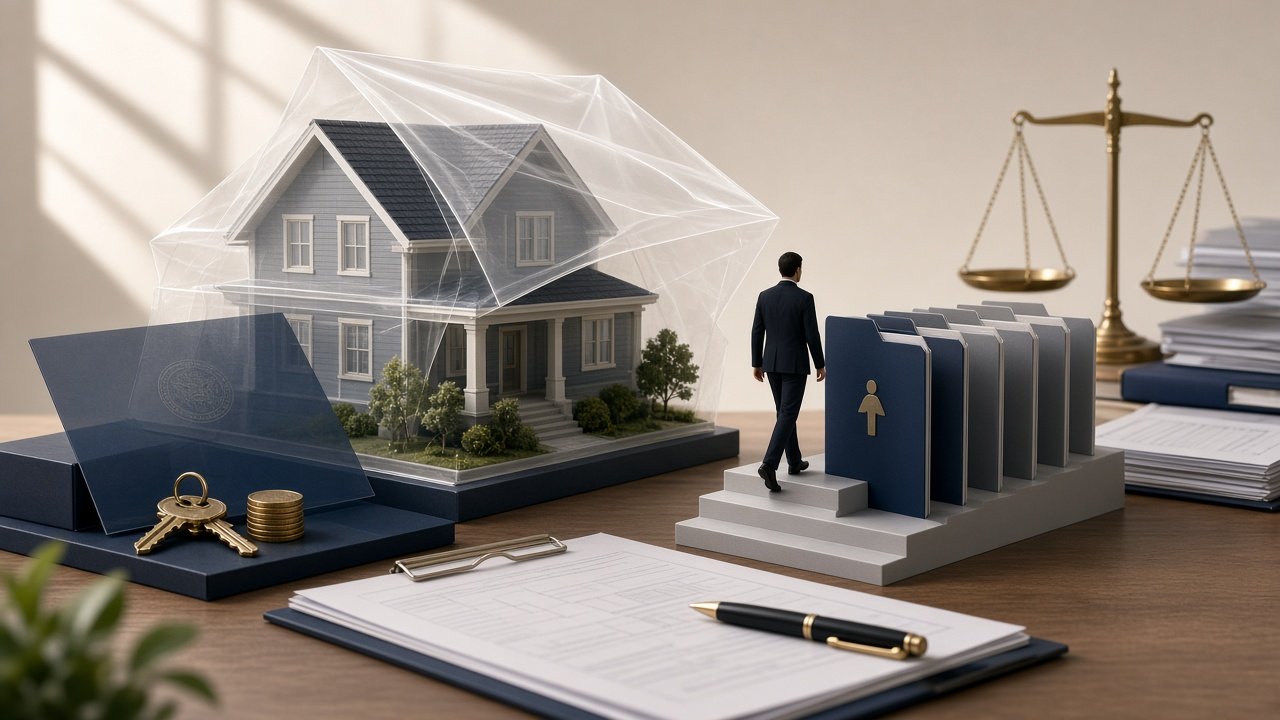 Conceptual diagram of federal tax lien discharge on a specific property and subordination allowing another creditor to gain priority