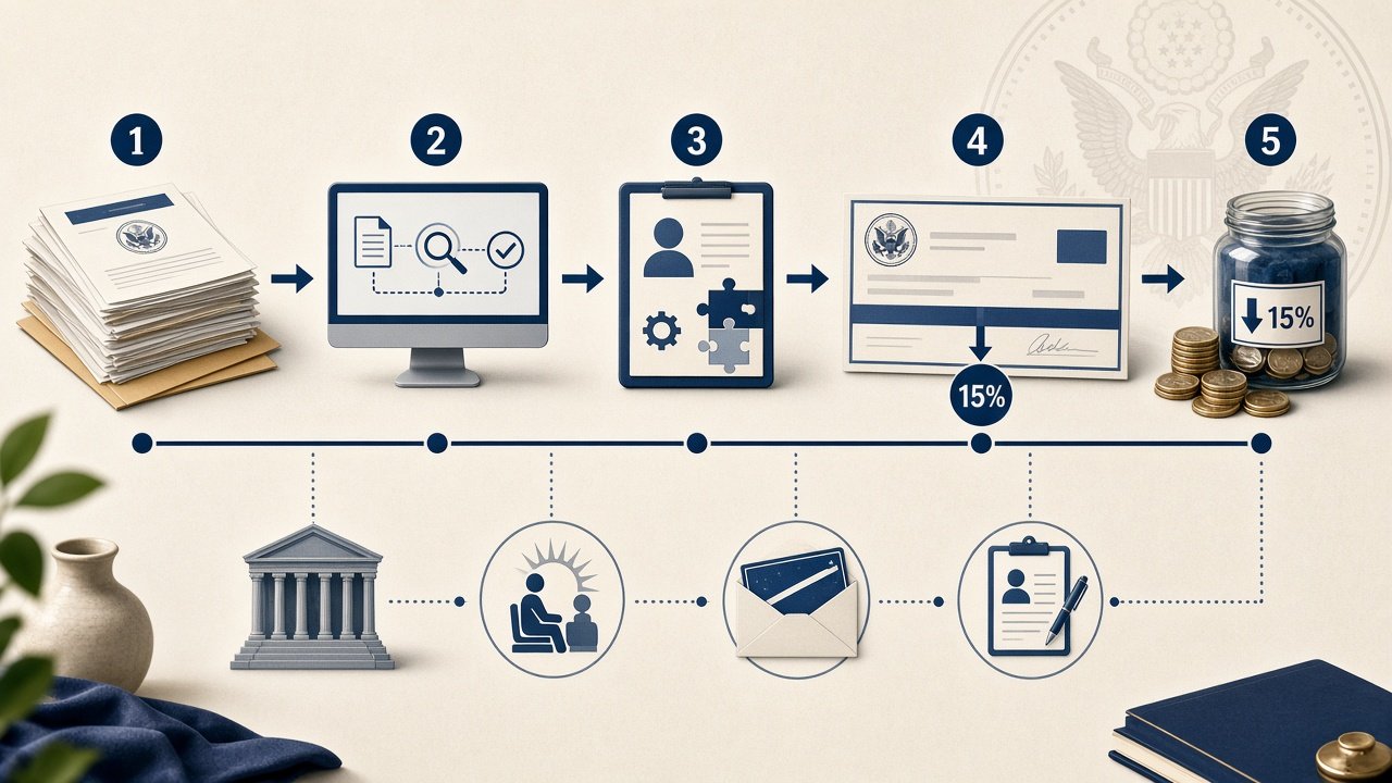 Conceptual timeline diagram illustrating the sequence of IRS Federal Payment Levy Program actions on federal payments without depicting any specific individual or official document.