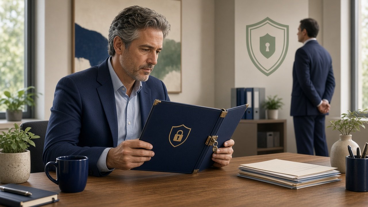 Conceptual illustration of a taxpayer protecting confidential tax documents from unauthorized viewing.