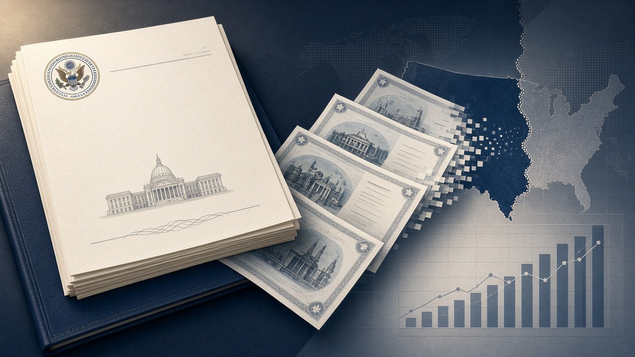 Illustration of IRS Federal Register notice document with stock transfer graphics representing information collection requirements