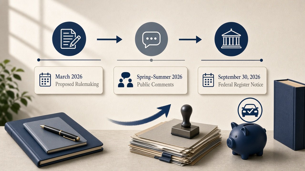 Chronological diagram illustrating the development of IRS Trump account regulations from March to September 2026