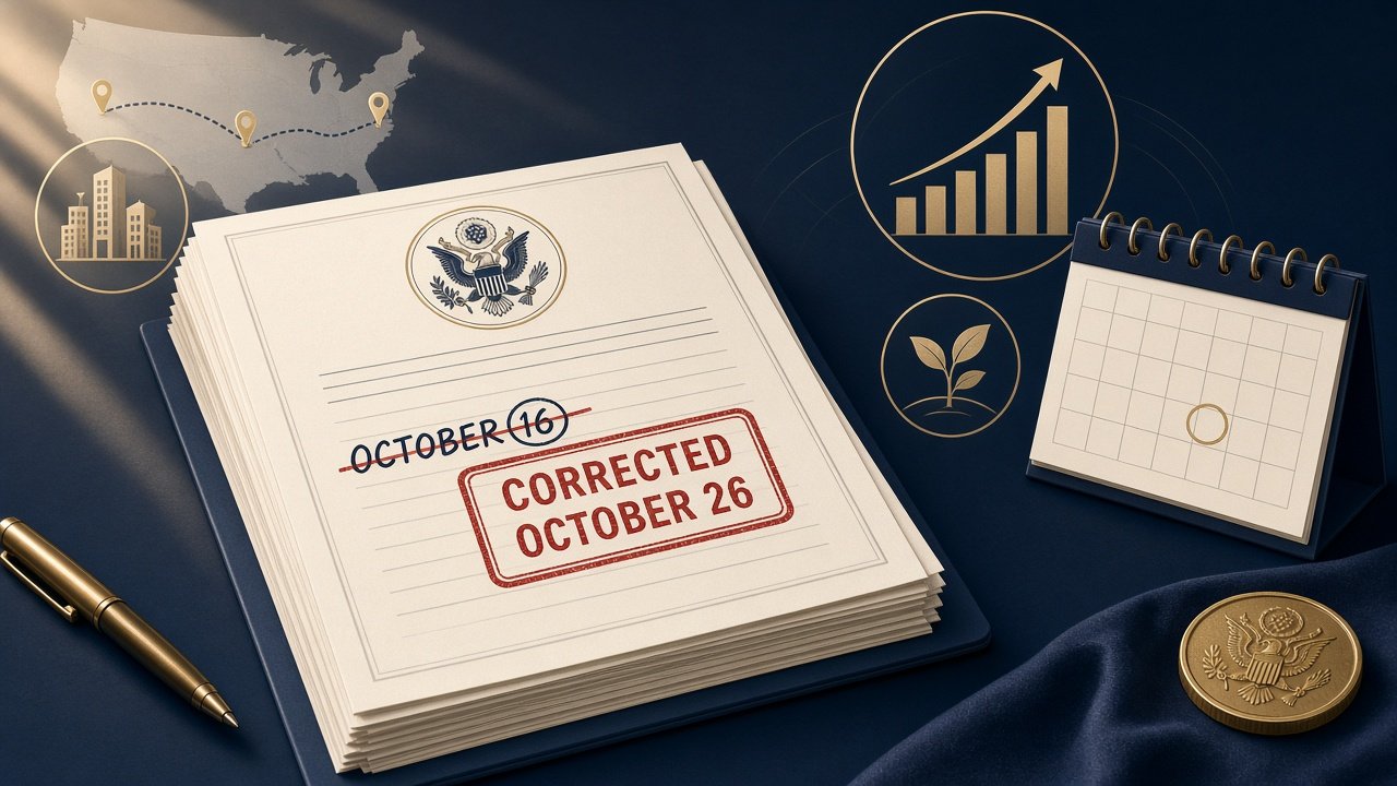 Illustration of a corrected Federal Register notice highlighting the updated October 26, 2026 comment deadline for Qualified Opportunity Zone proposed rules