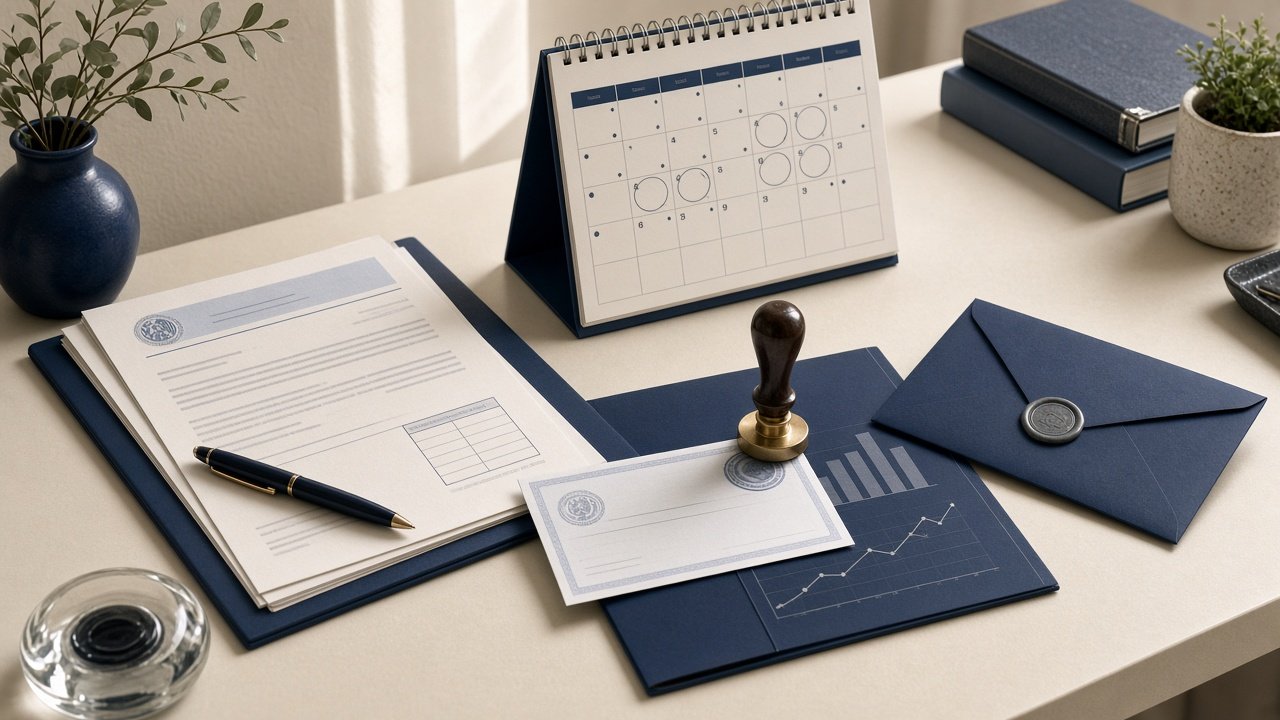 Conceptual illustration of IRS installment agreement documents, refund offset notation, and scheduled payment materials arranged on a workspace