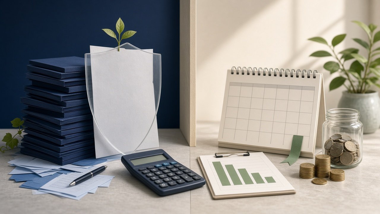 Conceptual split-path illustration representing timely tax filing to avoid penalties alongside payment planning options